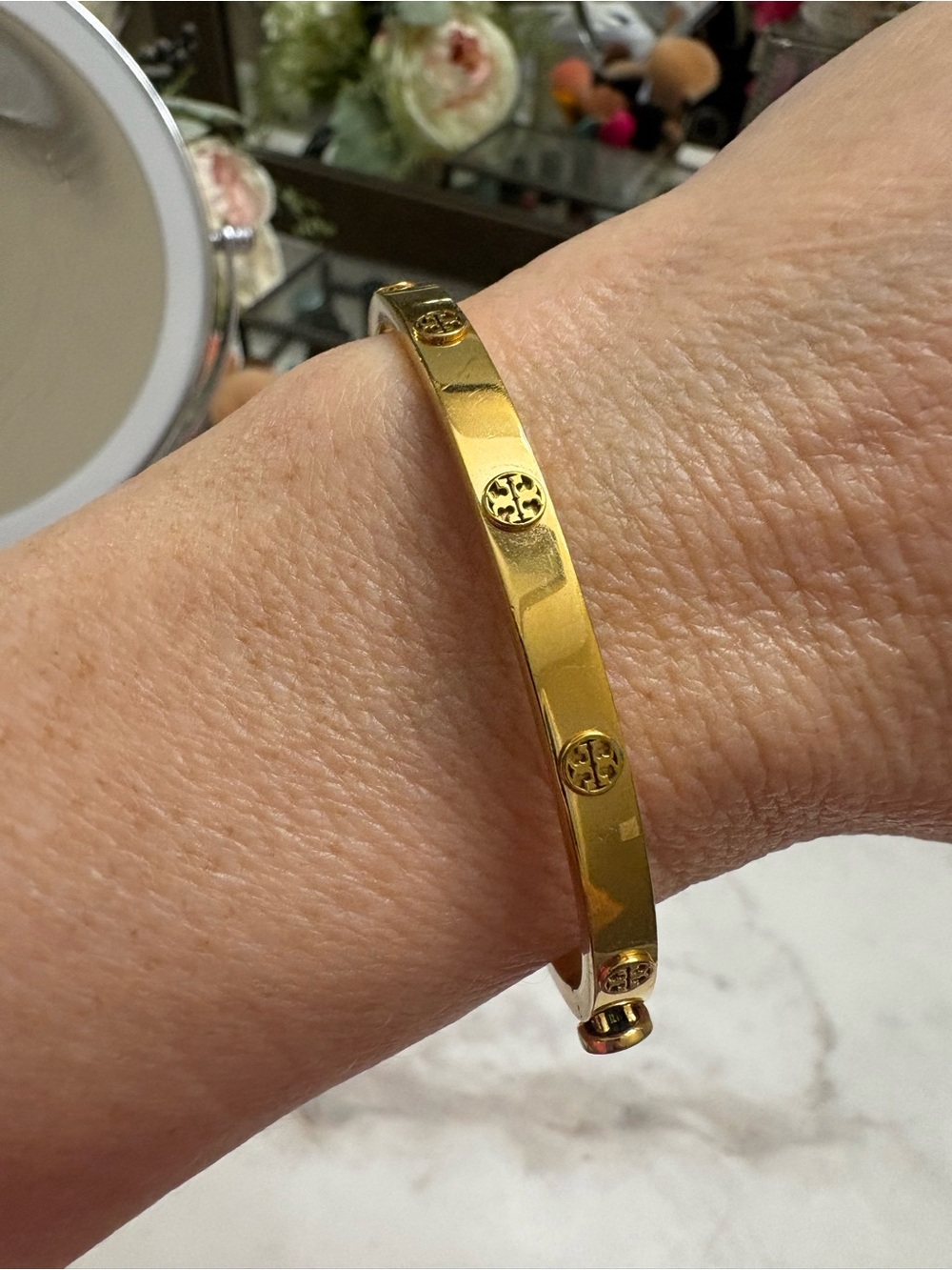 Tory Burch Gold Logo Bangle Bracelet